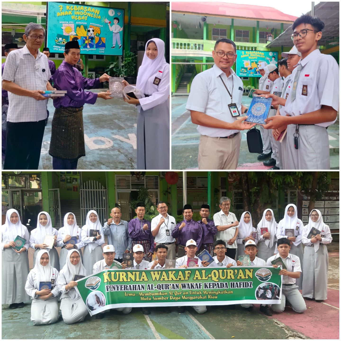 Berbagi Al-Qur’an di SMAN 9, Pimpinan KWQ dan Pewakaf Beri Motivasi ke Siswa