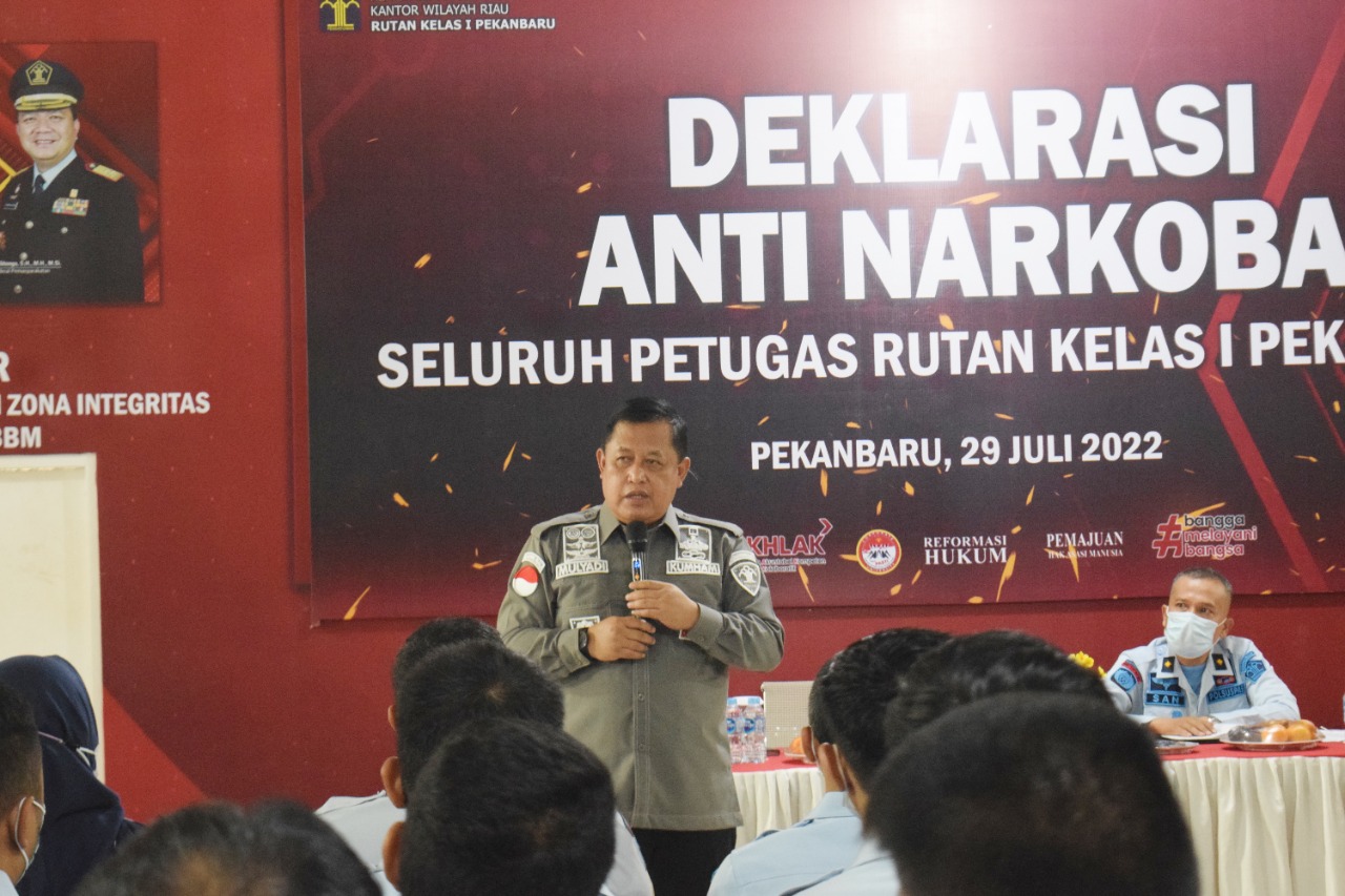 Kunjungi Rutan Pekanbaru, Kadivpas Kemenkumham Riau Gelorakan Deklarasi Anti Narkoba