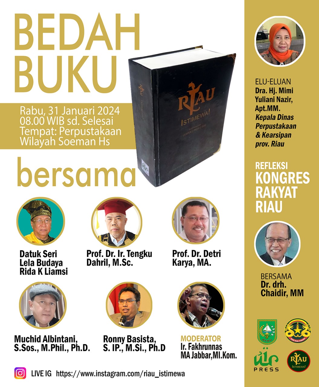 Besok, Buku Riau Istimewa akan Dibedah