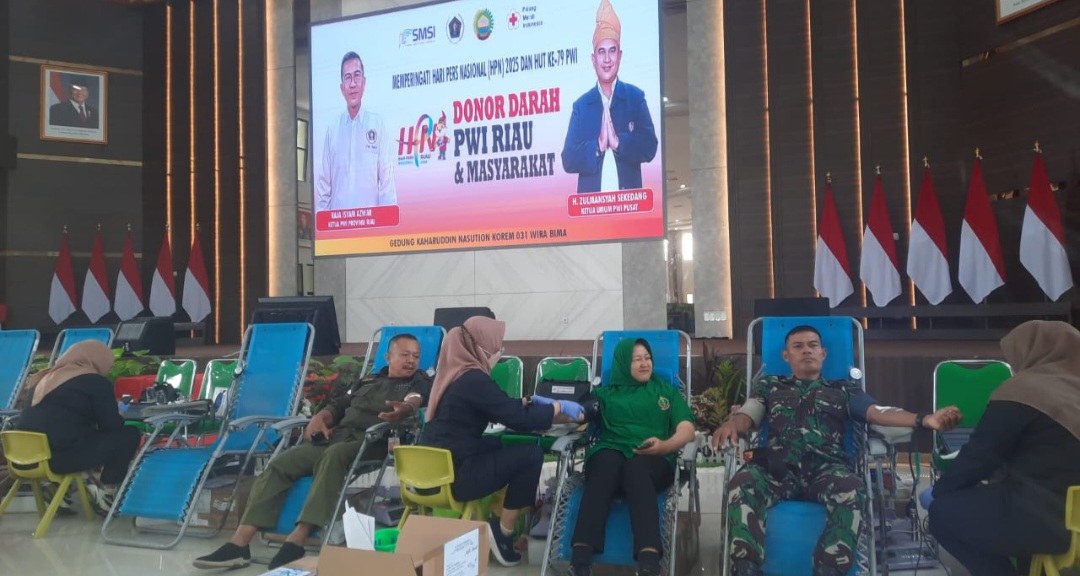 Donor Darah Sempena HPN 2025 di Riau Kumpulkan 105 Kantong Darah