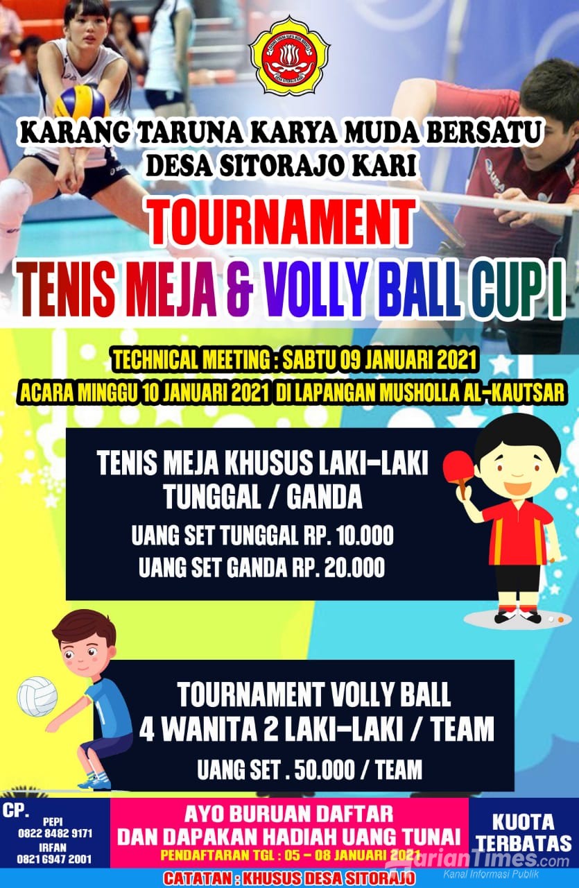 Karang Taruna KMB Sitorajo Kari Adakan Turnamen Volly dan Tenis Meja