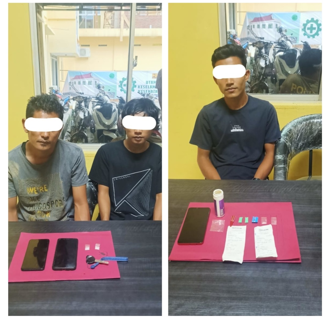 Tim Opsnal Satuan Resnarkoba Polres Kuansing Ciduk 3 Pelaku Terduga Penyalahgunaan Narkotika