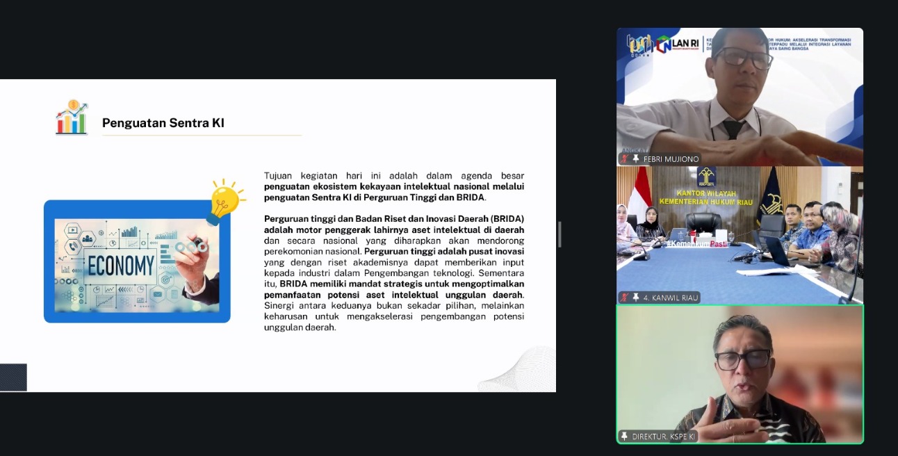 Dukung Hilirisasi Inovasi dan Daya Saing Daerah, Kanwil Kemenkum Riau Perkuat Sentra KI