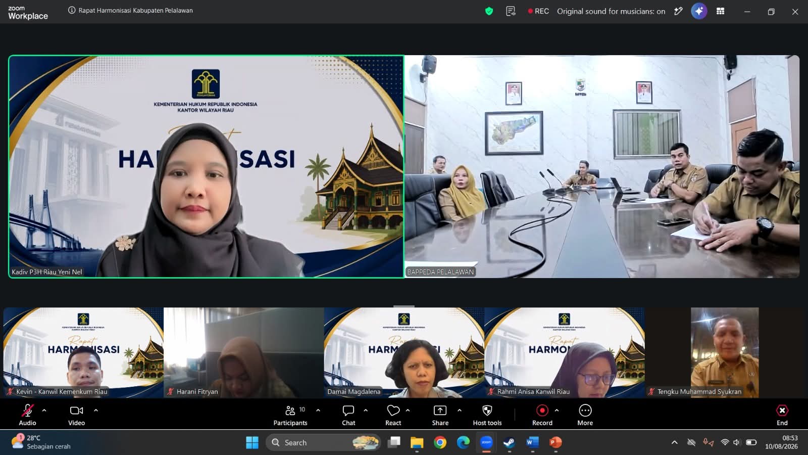 Kemenkum Riau Perkuat Harmonisasi Rencana Kerja Perangkat Daerah Pelalawan Tahun 2027