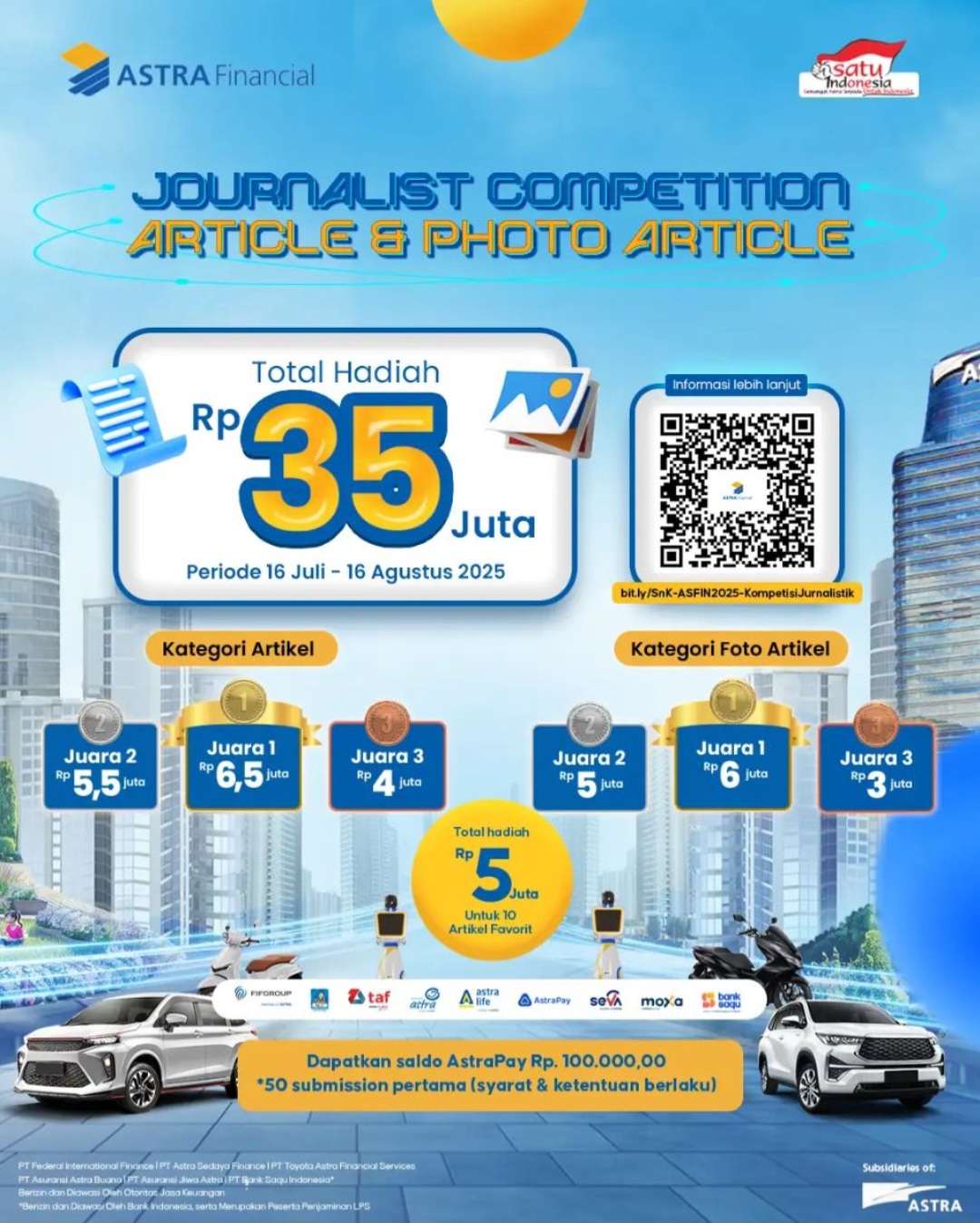 Hadirkan Journalist Competition 2025, Astra Financial Ajak Jurnalis Berkontribusi dalam Literasi Keuangan