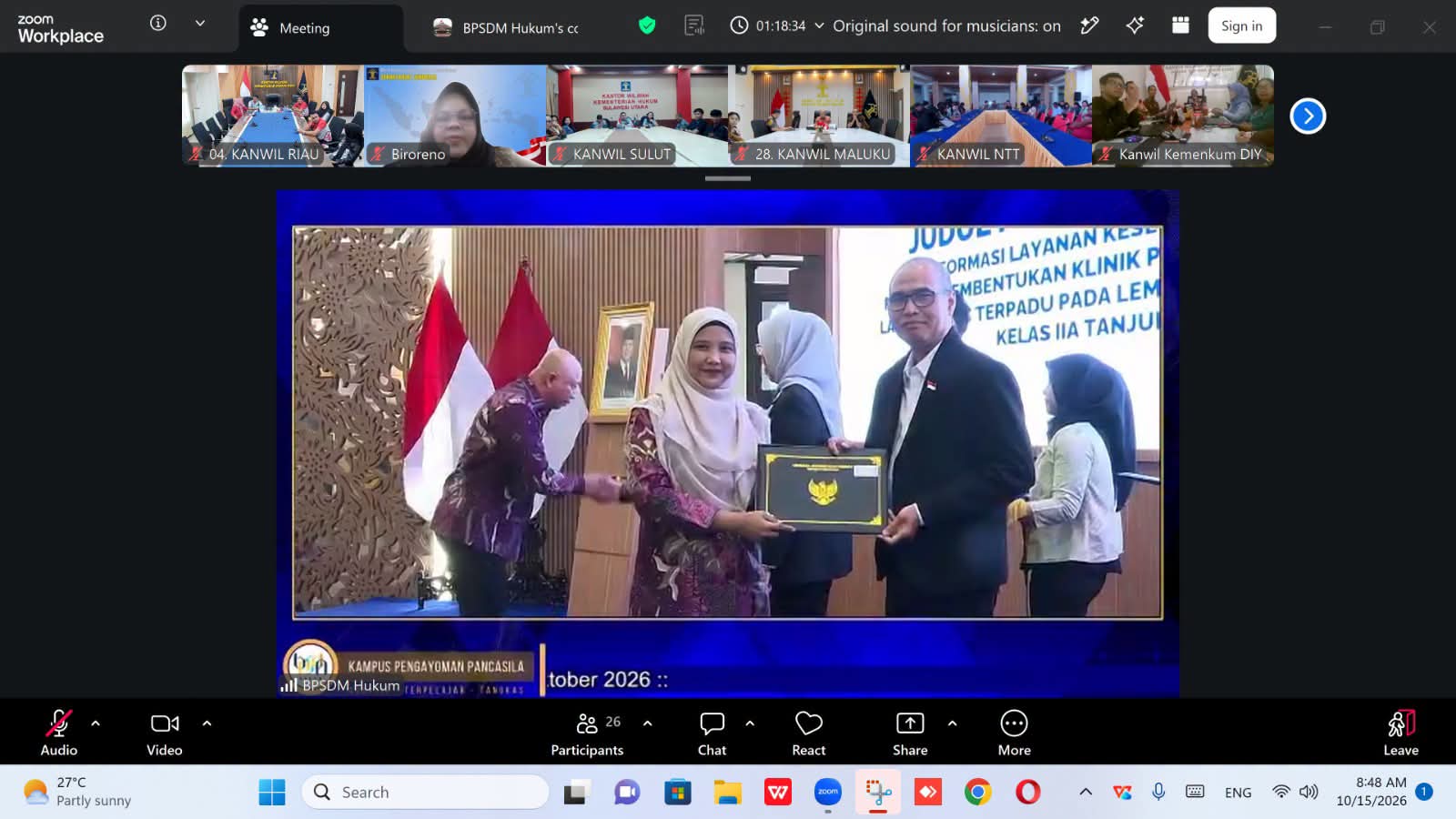 Dua Kadiv Kanwil Kemenkum Riau Resmi Lulus Pelatihan Kepemimpinan Nasional Tingkat II