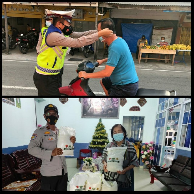 Operasi Lilin Lancang Kuning di Kepulauan Meranti, Polisi Bagi-bagi Beras dan Masker