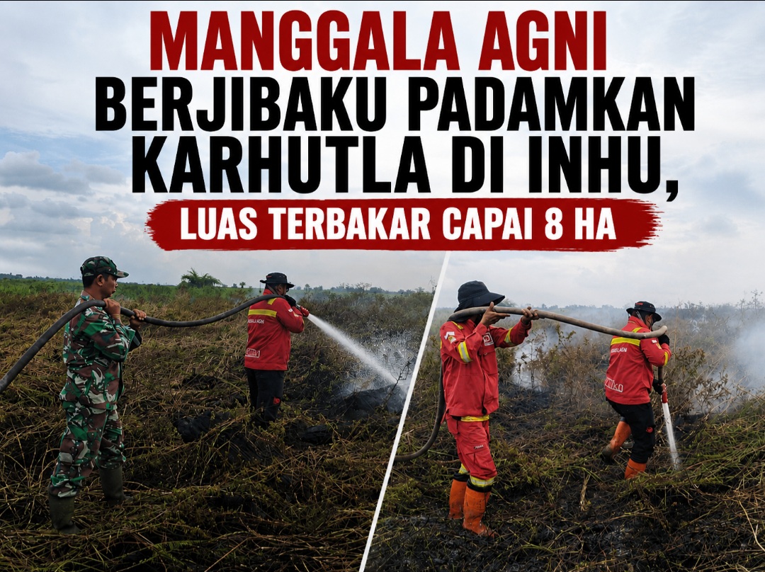 Manggala Agni Berjibaku Padamkan Karhutla di Inhu, Luas Terbakar Capai 8 Ha