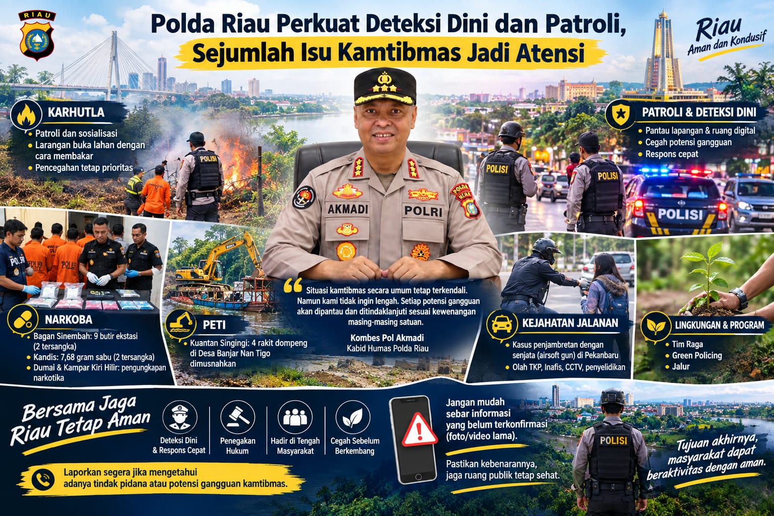 Jaga Situasi Tetap Kondusif, Polda Riau Perkuat Deteksi Dini dan Patroli
