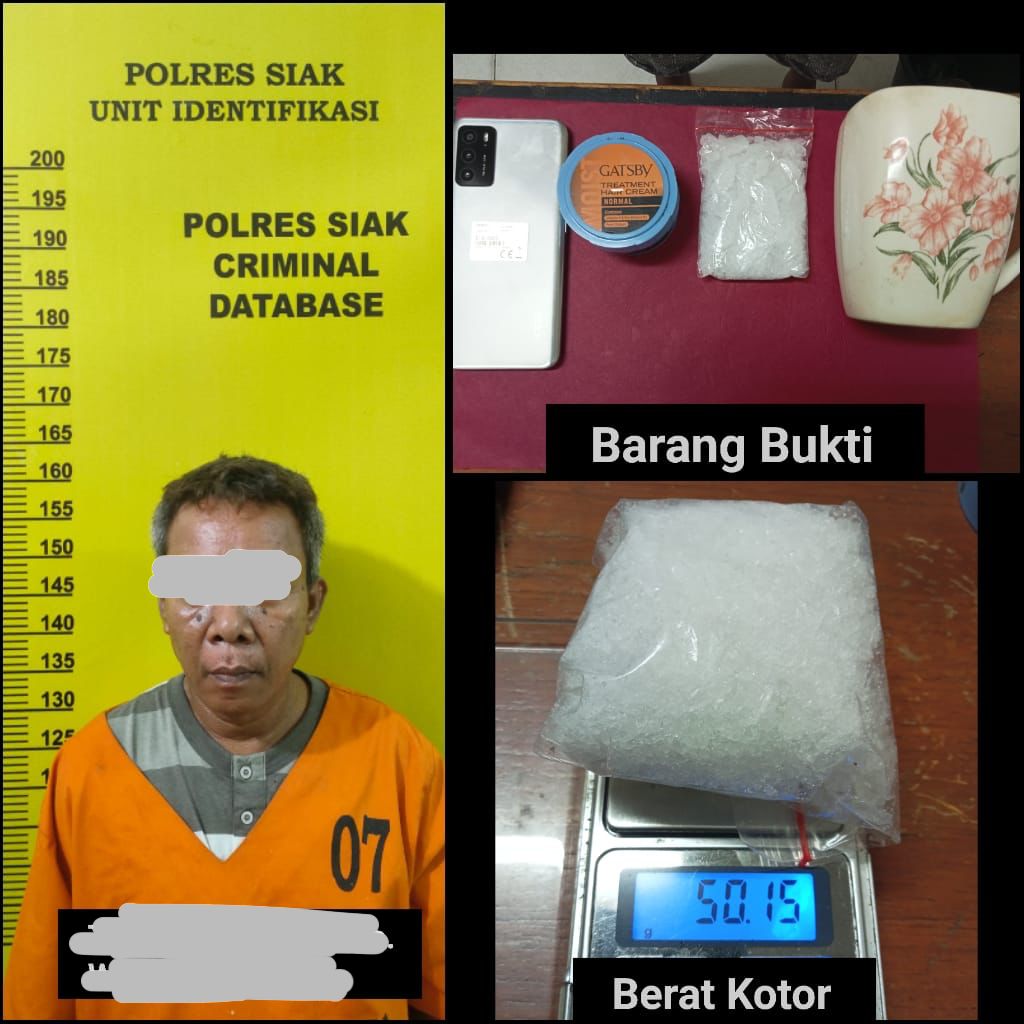 Simpan Satu Paket Besar Shabu, Seorang Pria Tua Ditangkap Tim Satresnarkoba Polres Siak