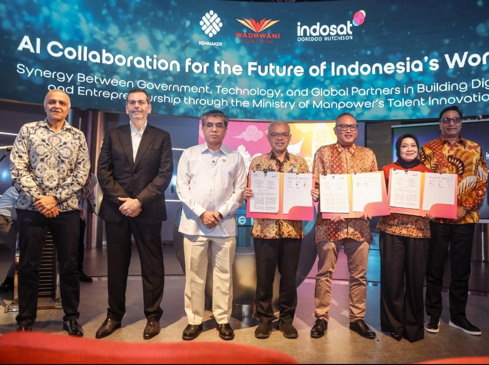 Teken MoU dengan Wadhwani dan Indosat, Kemnaker Perkuat Ekosistem Ketenagakerjaan