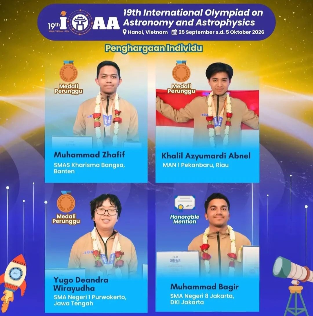 Siswa MAN 1 Pekanbaru Raih Bronze Medal di Olimpiade Astronomi Internasional IOAA Hanoi