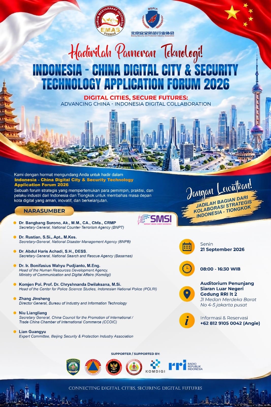 FORMAS Bersama BSPIA akan Gelar Indonesia-China Digital City & Security Technology Application Forum 2026