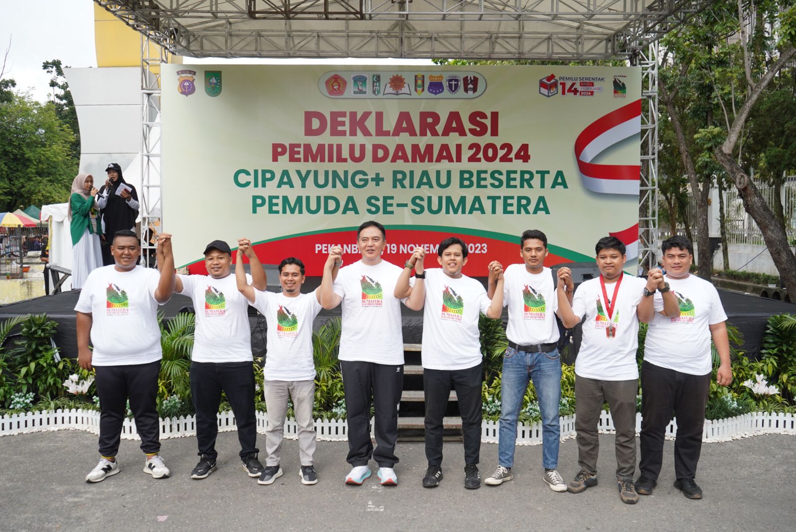 Cipayung Plus Provinsi Riau Deklarasi Pemilu Damai di Area CFD Jalan Gajah Mada Pekanbaru