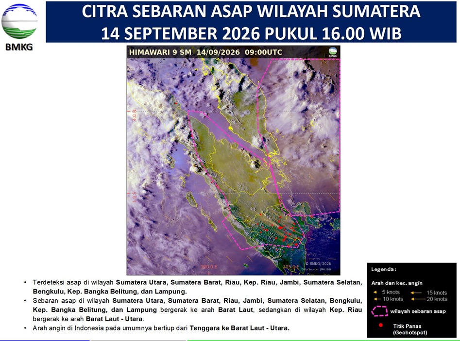 BMKG Deteksi Kabut Asap Kiriman dari Wilayah di Sebelah Selatan Riau
