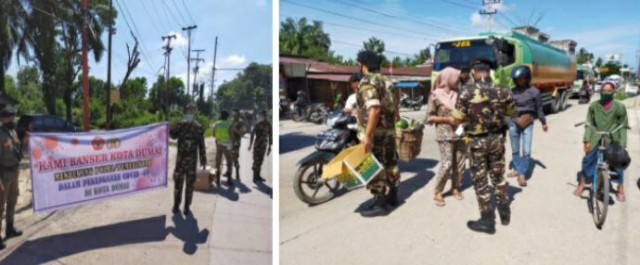 Peduli Covid-19, Banser Dumai Bagikan Masker dan faceshield Gratis di Dumai