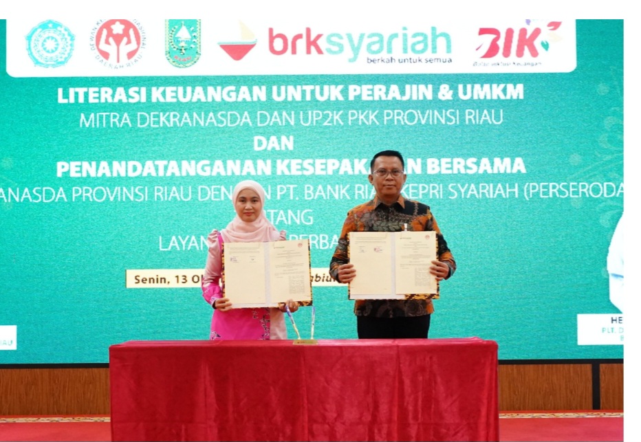 Tandatangani Kesepakatan Bersama, Dekranasda Riau dan BRK Syariah Bertekad Hadirkan Solusi Finansial