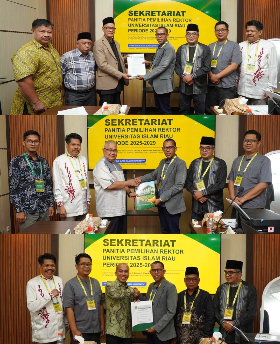 Tiga Dosen Terbaik UIR Serahkan Dokumen Berkas Pendaftaran Bakal Calon Rektor Periode 2025-2029