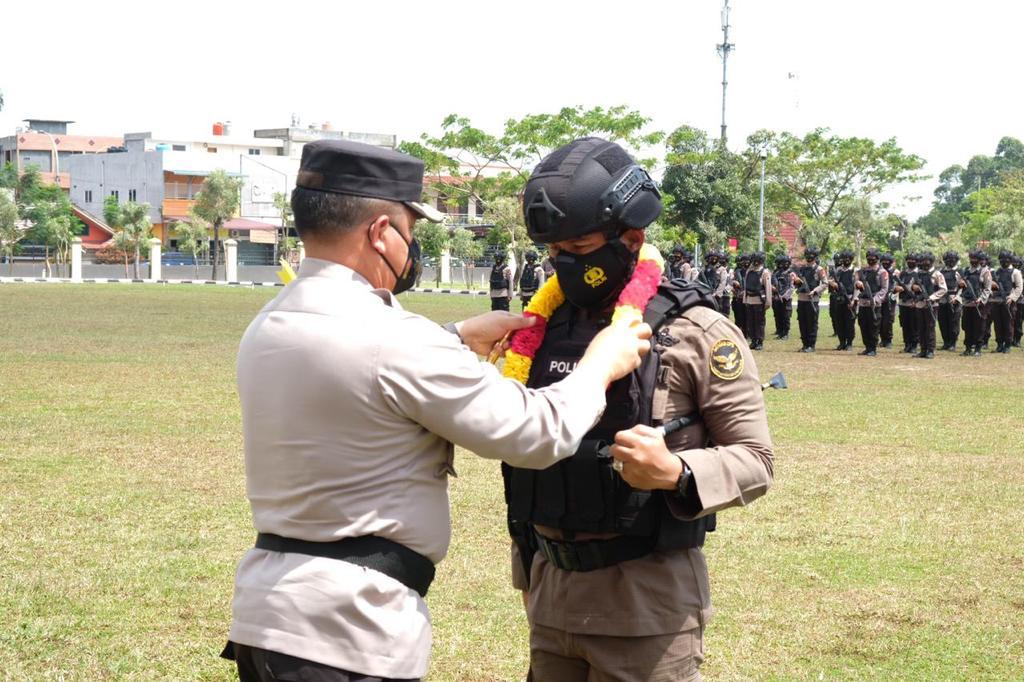 Selesaikan Tugas, 100 Personel Brimob BKO Polda Papua kembali ke Riau