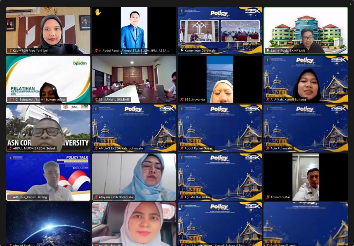Perkuat Kualitas Kebijakan Publik, Kanwil Kemenkum Riau Ikuti Policy Talks Nasional Bersama Kemenkum Gorontalo