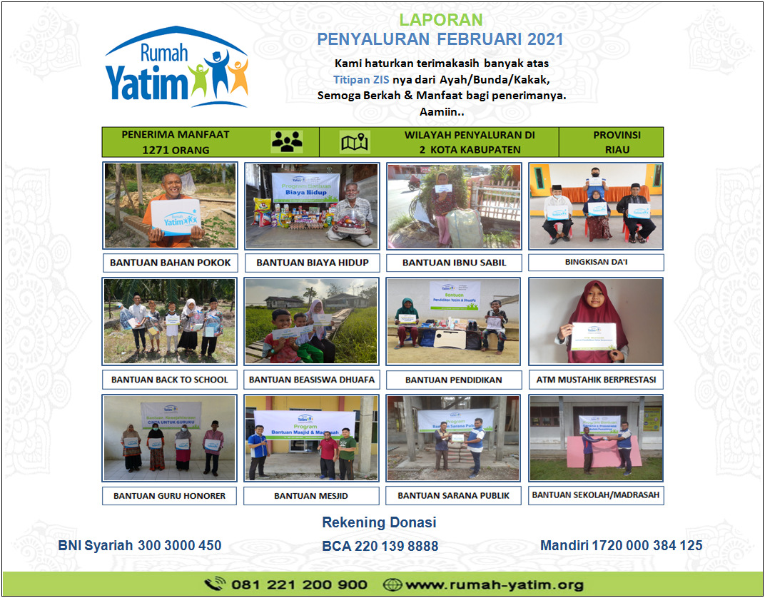 Selama Februari, 1.271 Mustahik di Riau Terima Bantuan Rumah Yatim