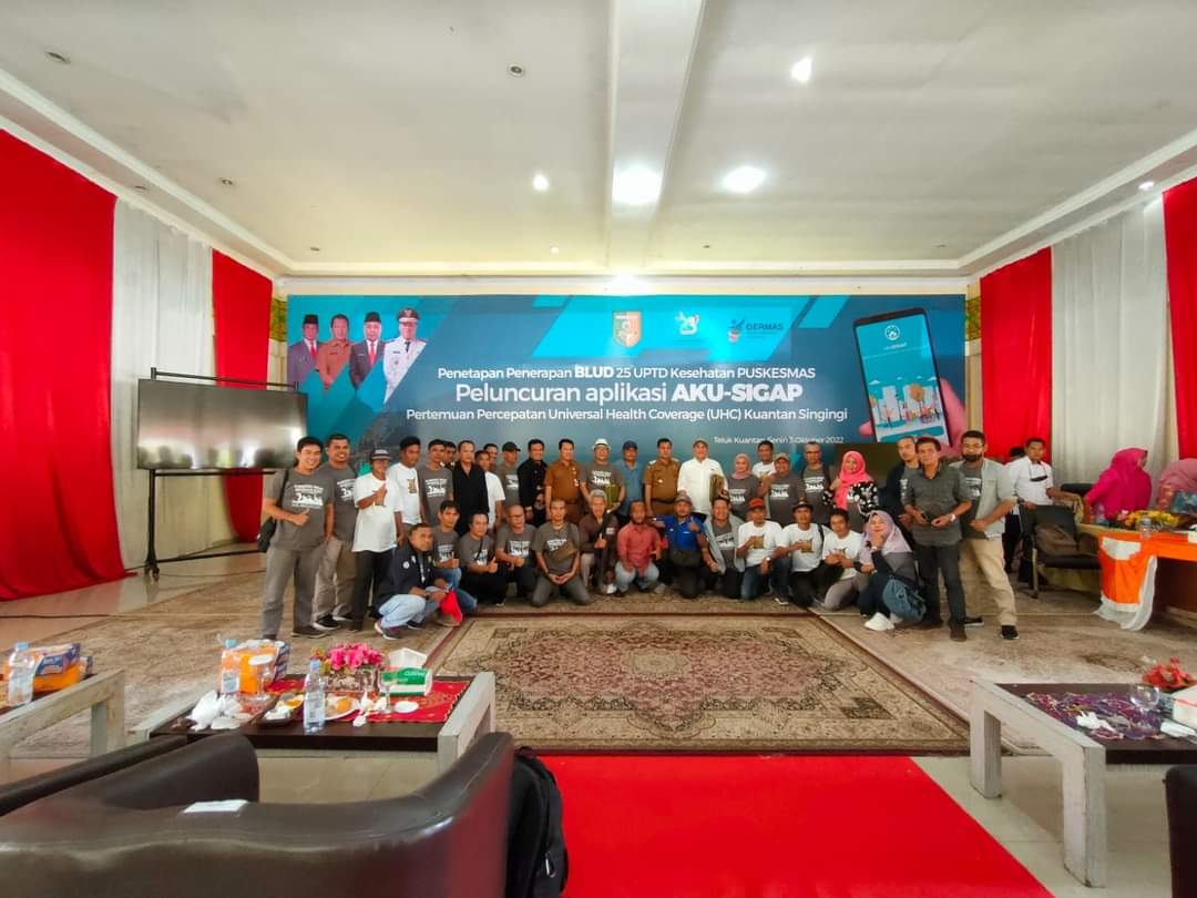 Puluhan Wartawan Anggota PWI Riau Hadiri Launching Aplikasi AKU-SIGAP dan Pertemuan Percepatan UHC Kuansing