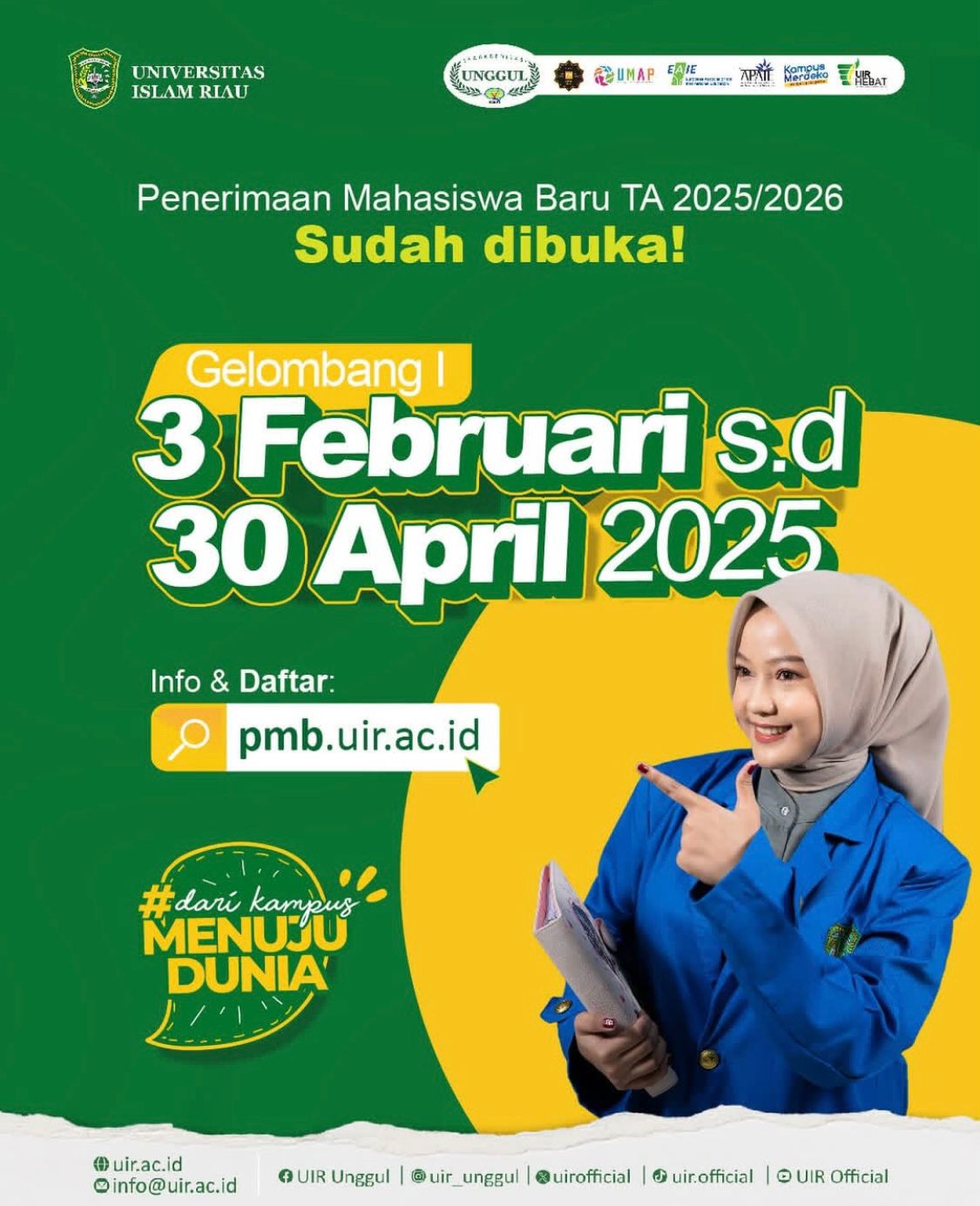 UIR Buka Penerimaan Mahasiswa Baru Tahun Ajaran 2025/2026