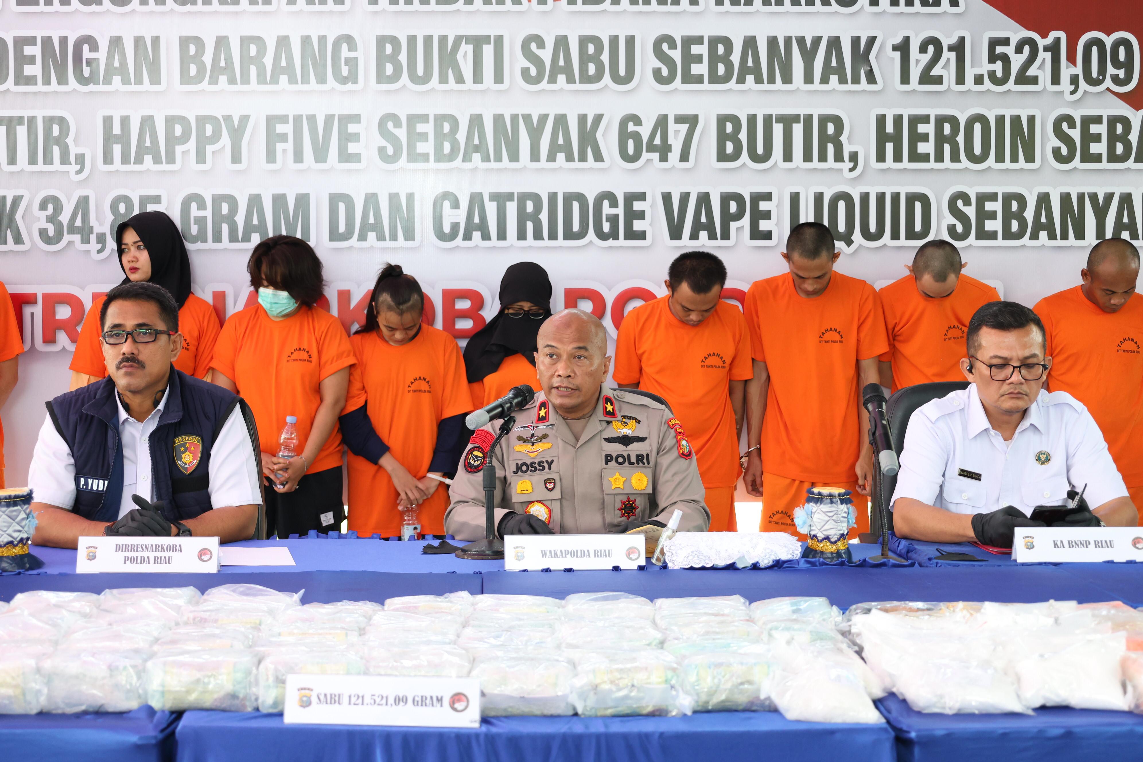 Polda Riau Musnahkan Narkoba Rp123,7 Miliar Hasil Operasi 3 Bulan
